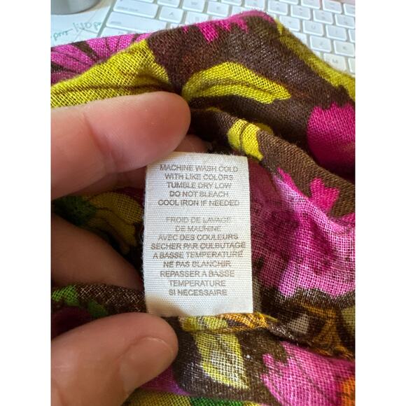 90s Free People Dress 2 Floral Halter Maxi Linen Cotton Festival Boho Summer - Picture 13 of 13